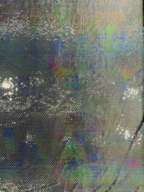 Geometric Foil Velvet Stretch Fabric - Black Iridescent, 58" Width (1 Yard)