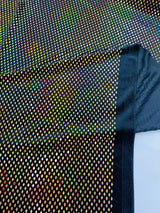 Geometric Foil Velvet Stretch Fabric - Black Iridescent, 58" Width (1 Yard)