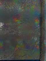 Geometric Foil Velvet Stretch Fabric - Black Iridescent, 58" Width (1 Yard)