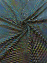 Geometric Foil Velvet Stretch Fabric - Black Iridescent, 58" Width (1 Yard)