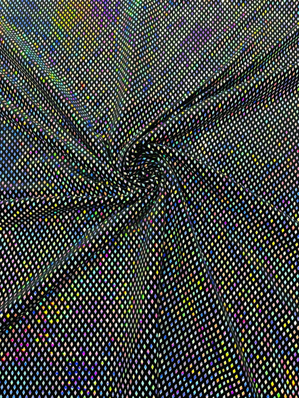 Geometric Foil Velvet Stretch Fabric - Black Iridescent, 58" Width (1 Yard)