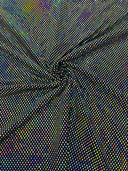 Geometric Foil Velvet Stretch Fabric - Black Iridescent, 58" Width (1 Yard)