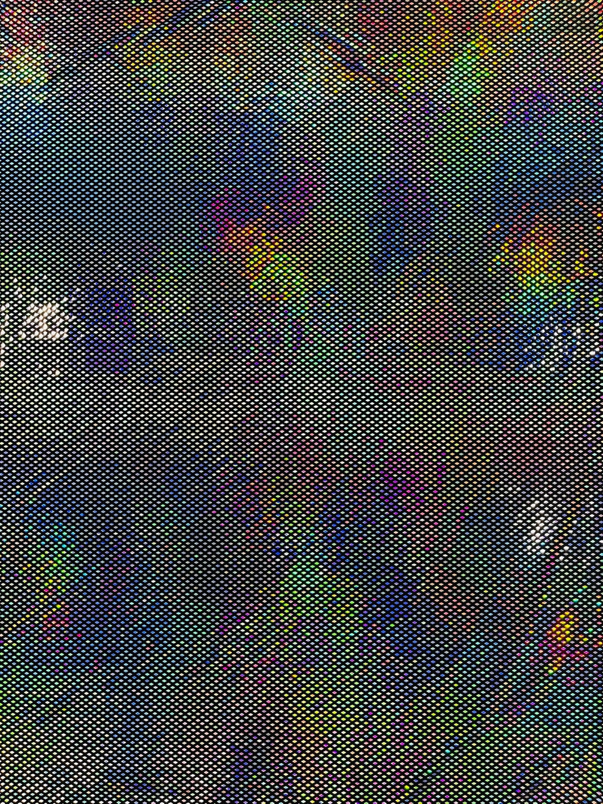 Geometric Foil Velvet Stretch Fabric - Black Iridescent, 58" Width (1 Yard)