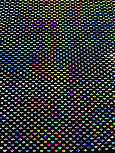 Geometric Foil Velvet Stretch Fabric - Black Iridescent, 58" Width (1 Yard)