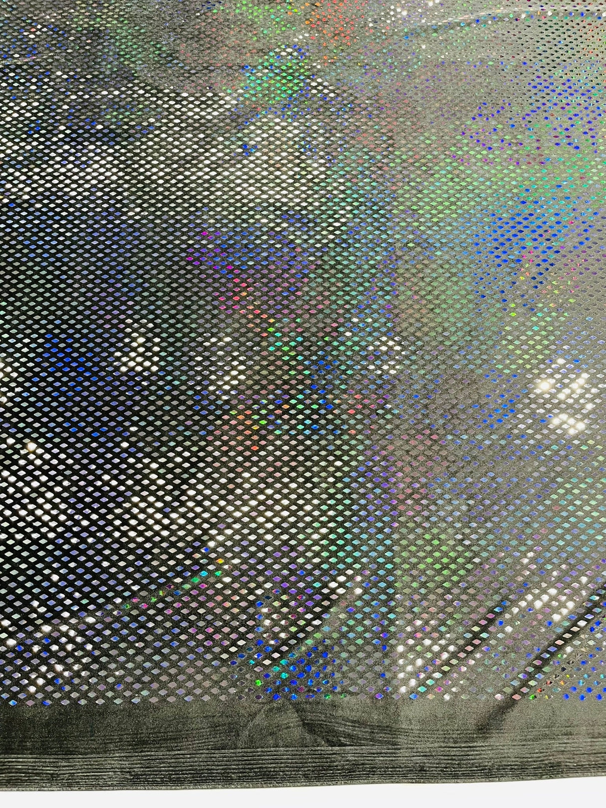 Geometric Foil Velvet Stretch Fabric - Black Iridescent, 58" Width (1 Yard)
