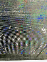 Geometric Foil Velvet Stretch Fabric - Black Iridescent, 58" Width (1 Yard)