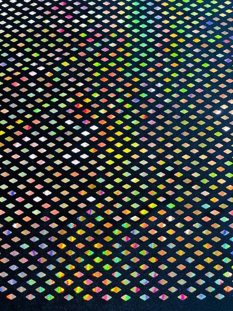 Geometric Foil Velvet Stretch Fabric - Black Iridescent, 58" Width (1 Yard)