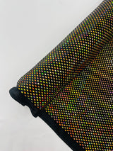 Geometric Foil Velvet Stretch Fabric - Black Iridescent, 58" Width (1 Yard)