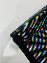 Geometric Foil Velvet Stretch Fabric - Black Iridescent, 58" Width (1 Yard)