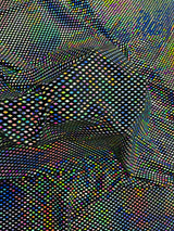 Geometric Foil Velvet Stretch Fabric - Black Iridescent, 58" Width (1 Yard)
