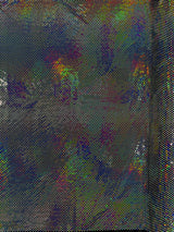 Geometric Foil Velvet Stretch Fabric - Black Iridescent, 58" Width (1 Yard)