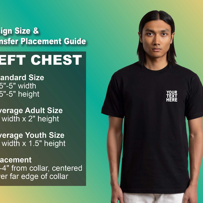 Pack: 12 Fast Custom T-Shirts – Add Your Image, Text, or Logo Front Print (Left Chest - Black)