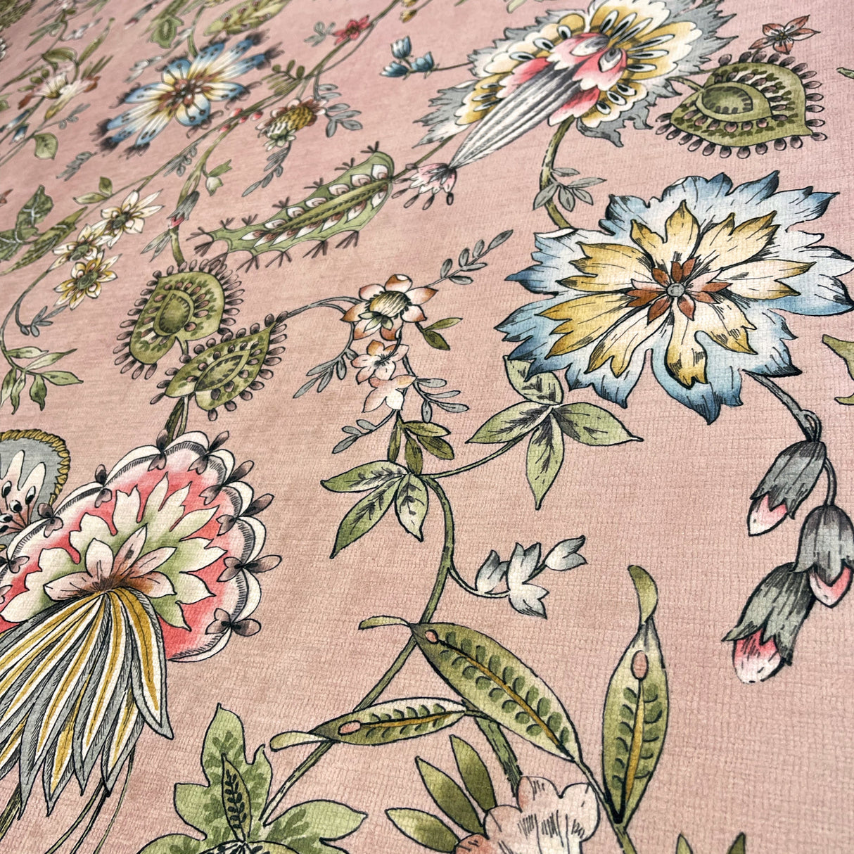 Chenille Upholstery Fabric Gia Jacobean Floral
