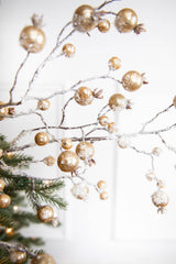 38” Champagne Gilded Frosted Crabapple Christmas Spray