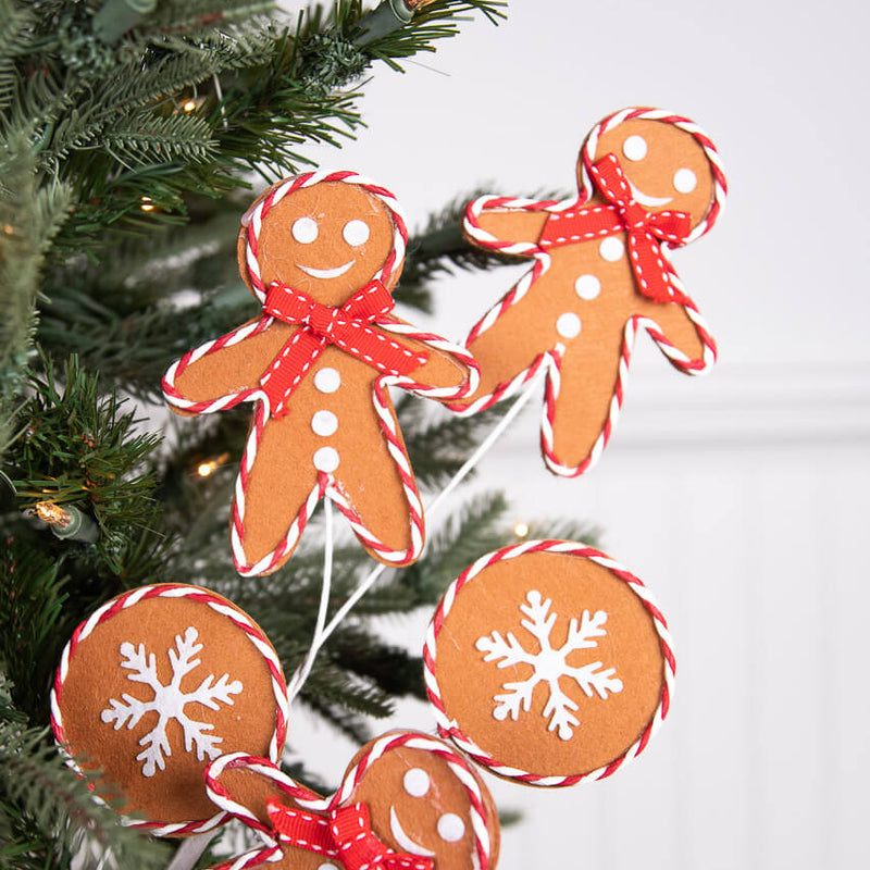 27” Gingerbread Spray with Peppermint Outline
