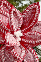 22" Red & White Sugar & Spice Poinsettia Stem