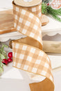 4" x 10 Yard Gingerbread Gingham Plaid Ribbon
