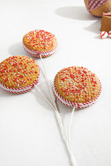 28” Red and White Peppermint Stripe Macaron Waffle Spray