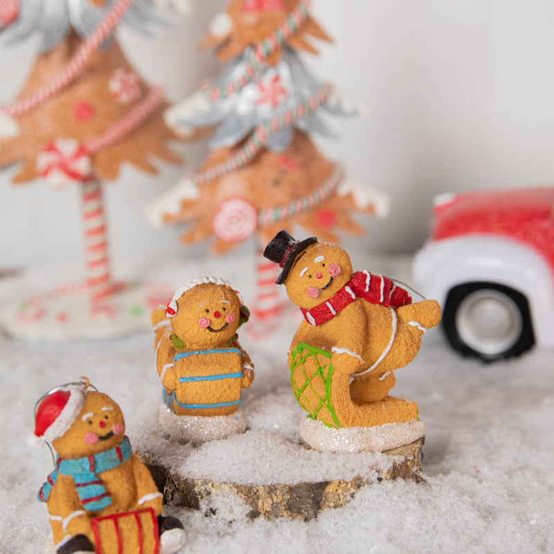 4 Inch Resin Sledding Gingerbread Man Ornament Decorative Christmas Hanging Ornament