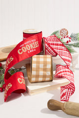 4" x 5 Yard North Pole Cookies & Milk Co. Embroidered Red