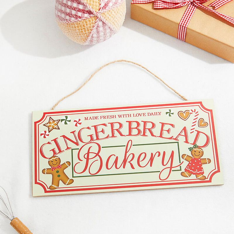 12" Cream Red Green Brown "Gingerbread Bakery" Sign