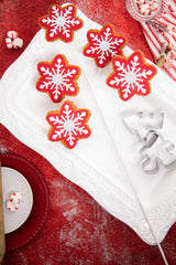 Red White Snowflake Stem 24 Inch Christmas Tree Decoration