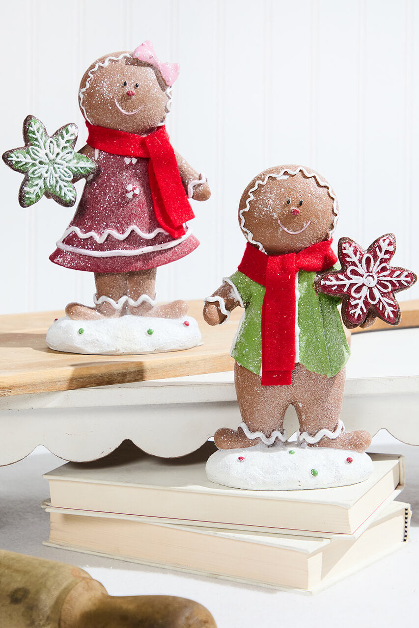 8.5" Resin Gingerbread Couple with Cookies