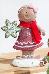 8.5" Resin Gingerbread Couple with Cookies