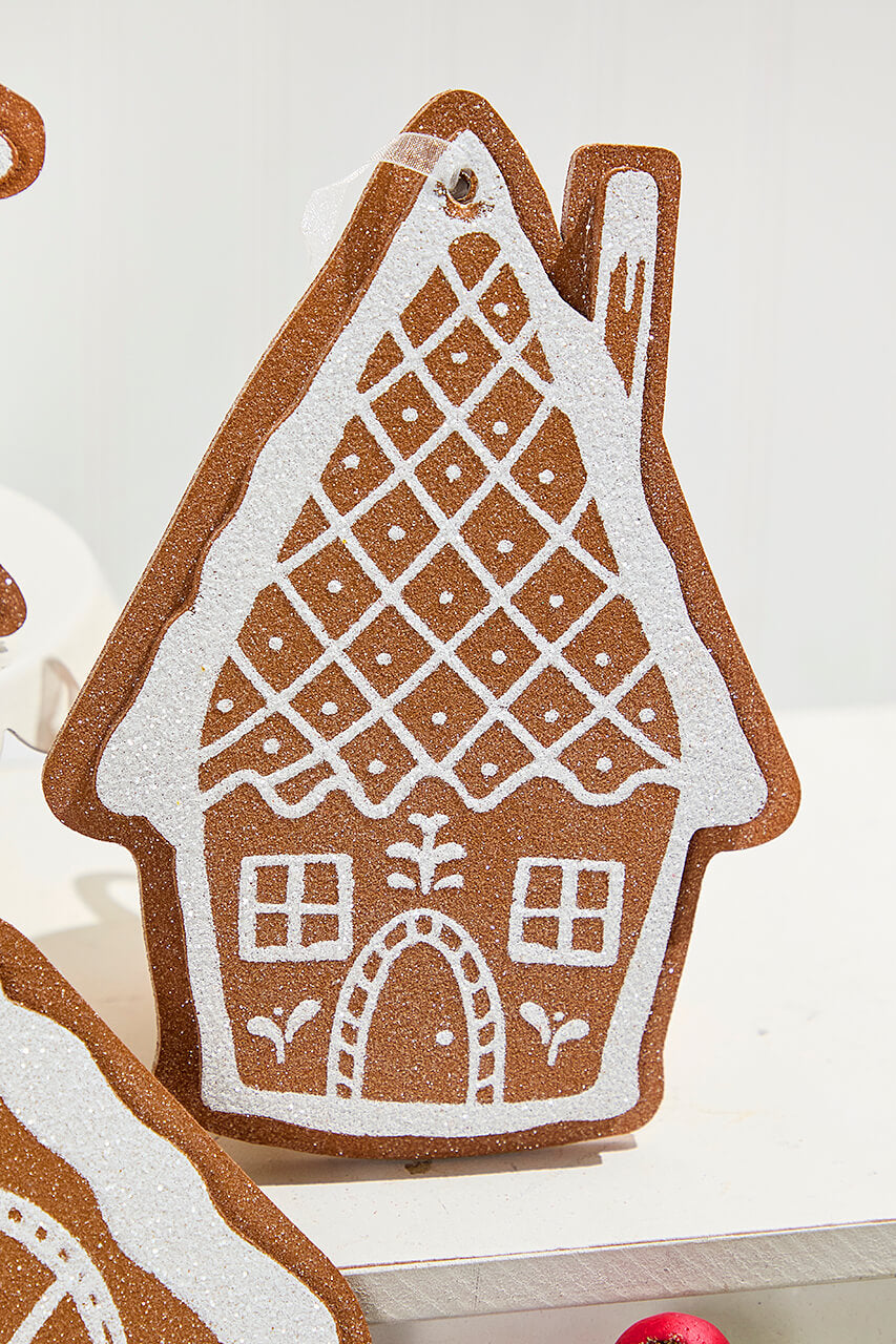 8" Glitter Gingerbread House Ornament