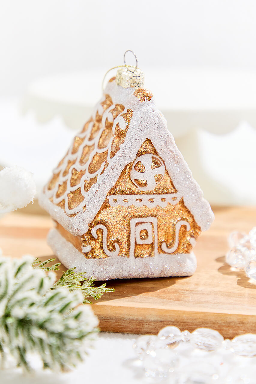 4.5" Glass Gingerbread House Ornament