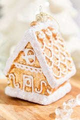 4.5" Glass Gingerbread House Ornament