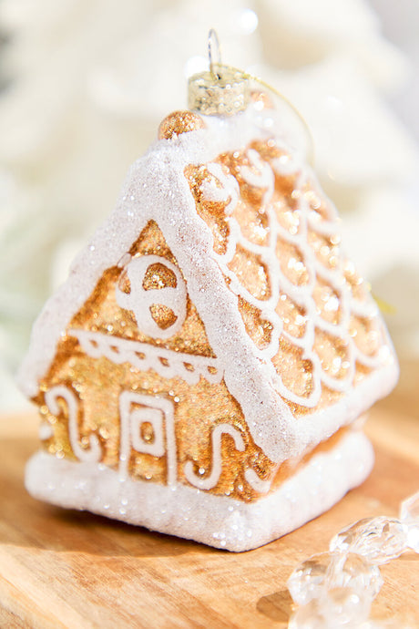 4.5" Glass Gingerbread House Ornament