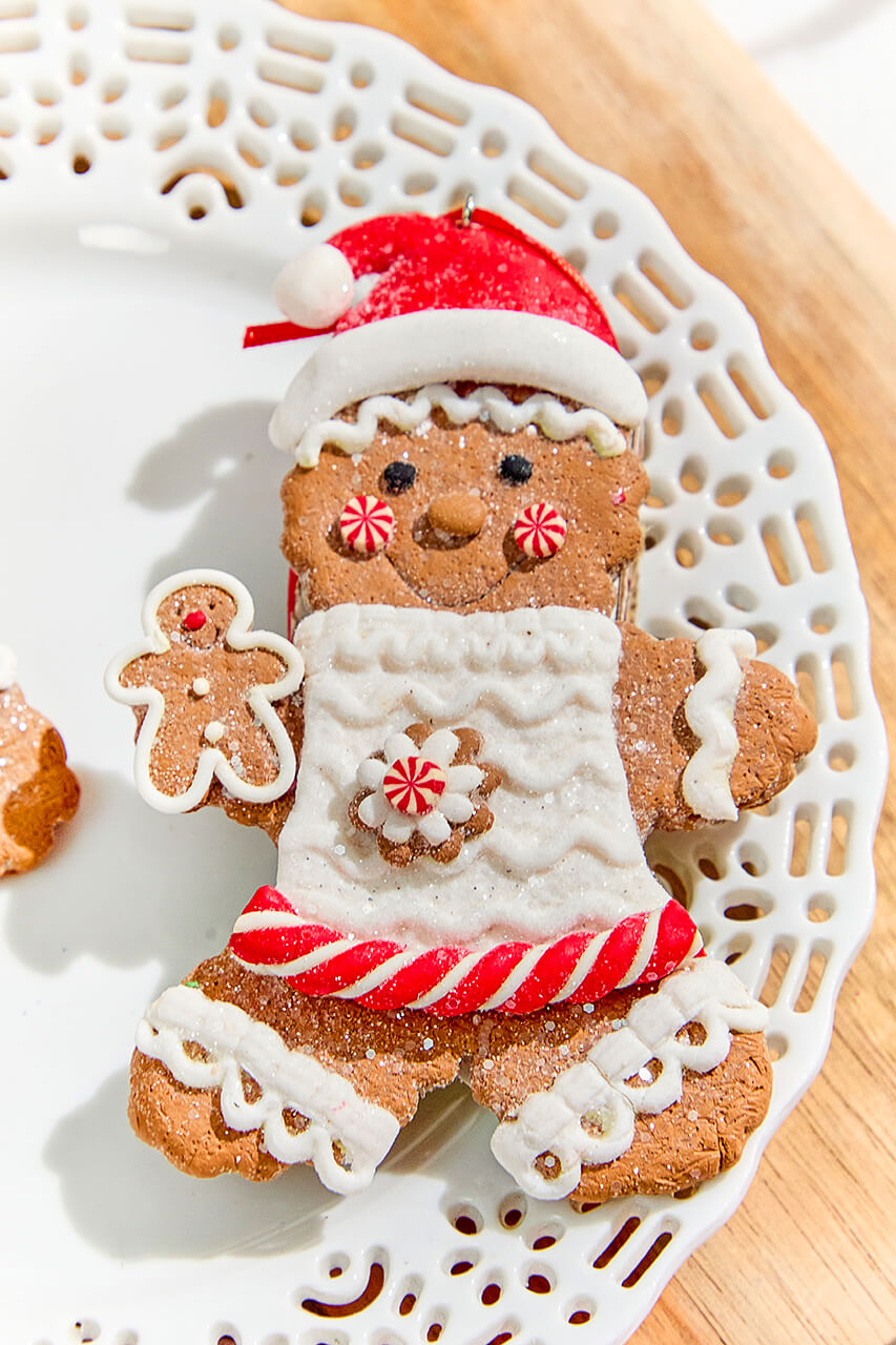 5" Gingerbread with Santa Hat Ornament
