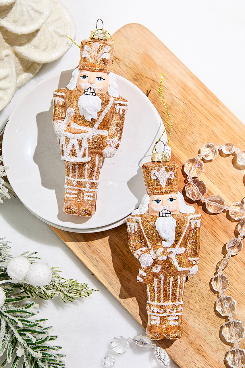 6.5" Glass Gingerbread Soldier Ornament