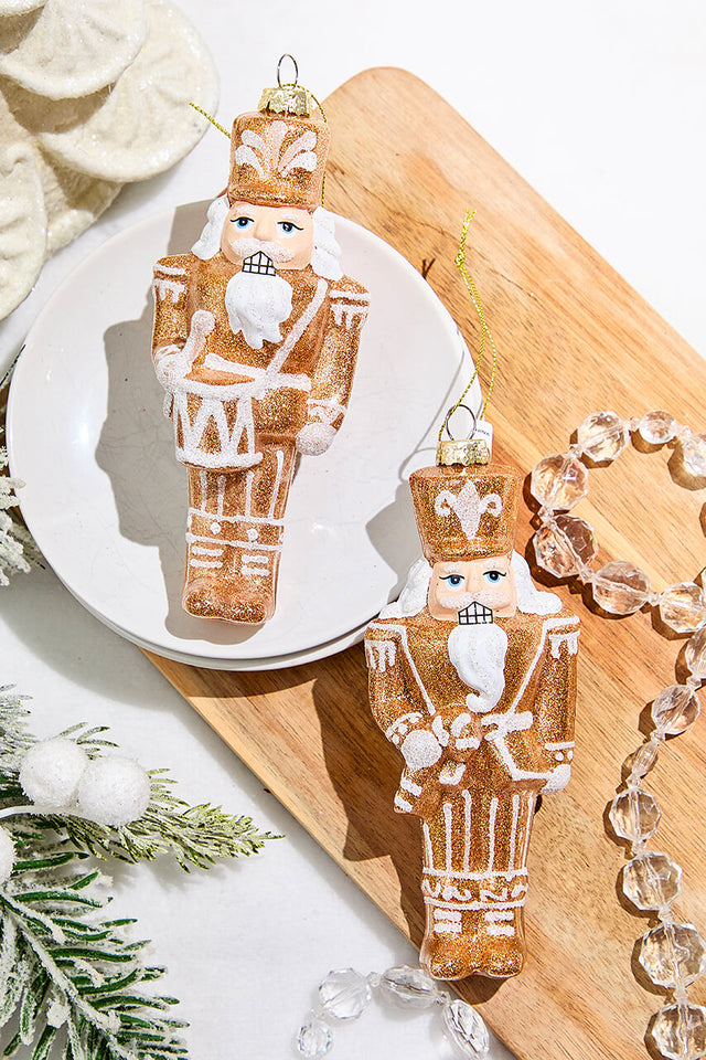 6.5" Glass Gingerbread Soldier Ornament