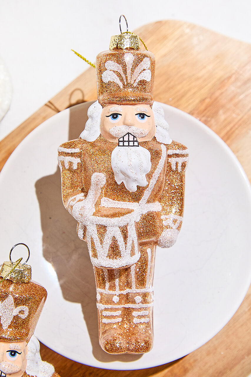 6.5" Glass Gingerbread Soldier Ornament