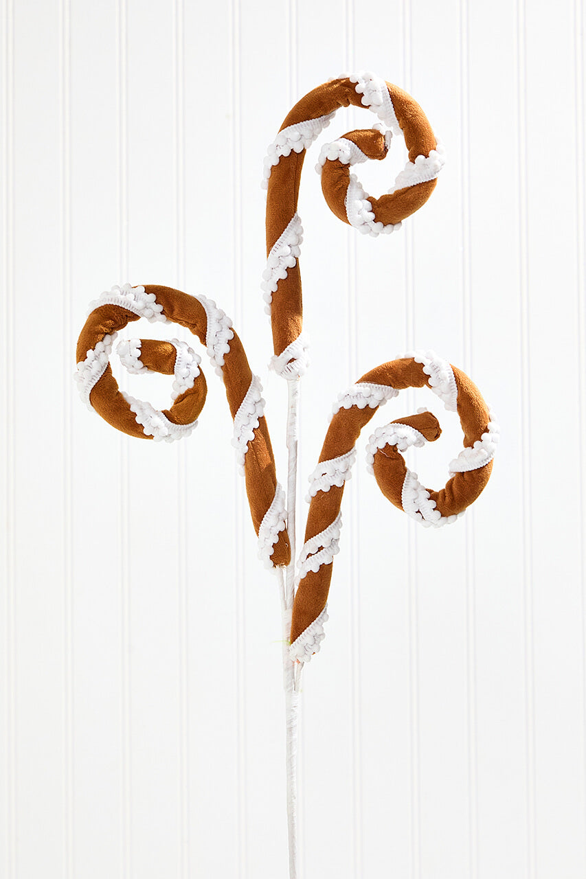 28" Gingerbread Stripe Spiral Curly Spray