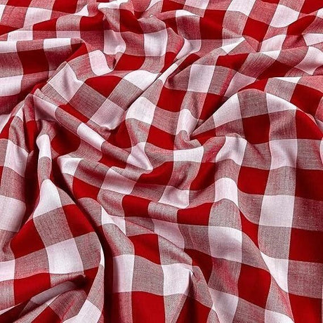 Gingham 1 Inch Checkered Poly Cotton Fabric - Checkered Pattern, 58" Width (1 Yard)