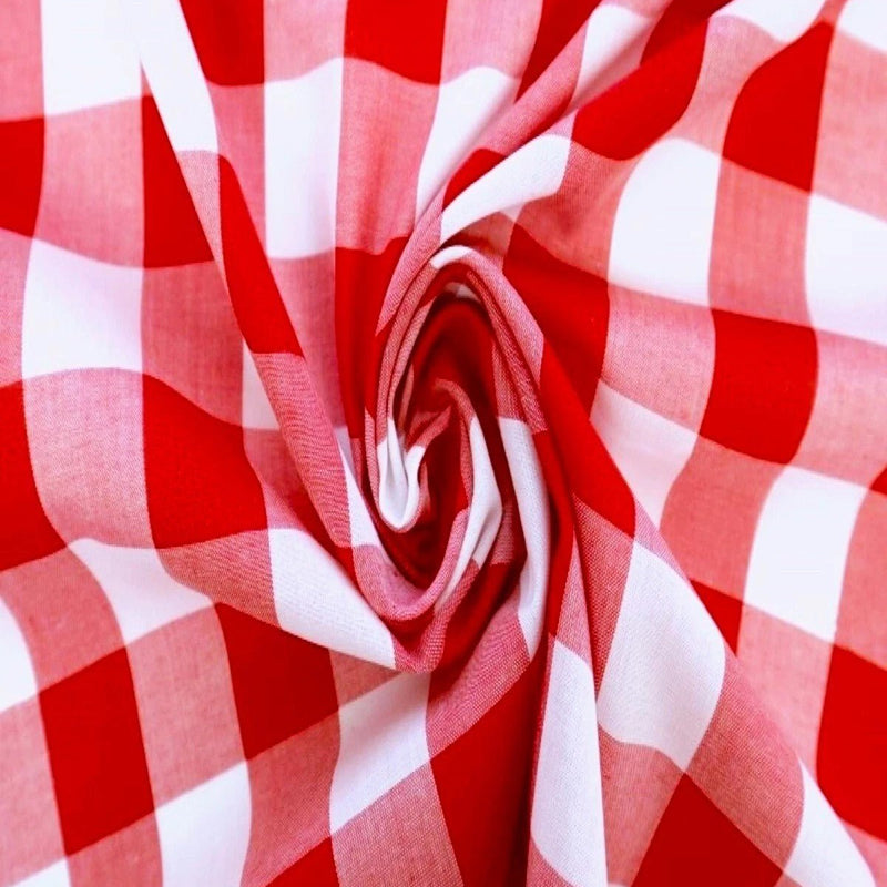 Gingham 1 Inch Checkered Poly Cotton Fabric - Checkered Pattern, 58" Width (1 Yard)