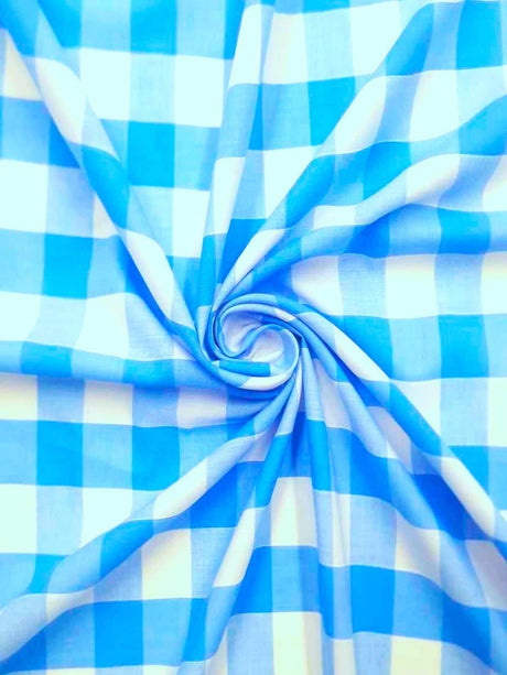 Gingham 1 Inch Checkered Poly Cotton Fabric - Checkered Pattern, 58" Width (1 Yard)