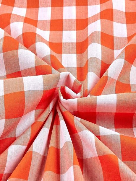 Gingham 1 Inch Checkered Poly Cotton Fabric - Checkered Pattern, 58" Width (1 Yard)