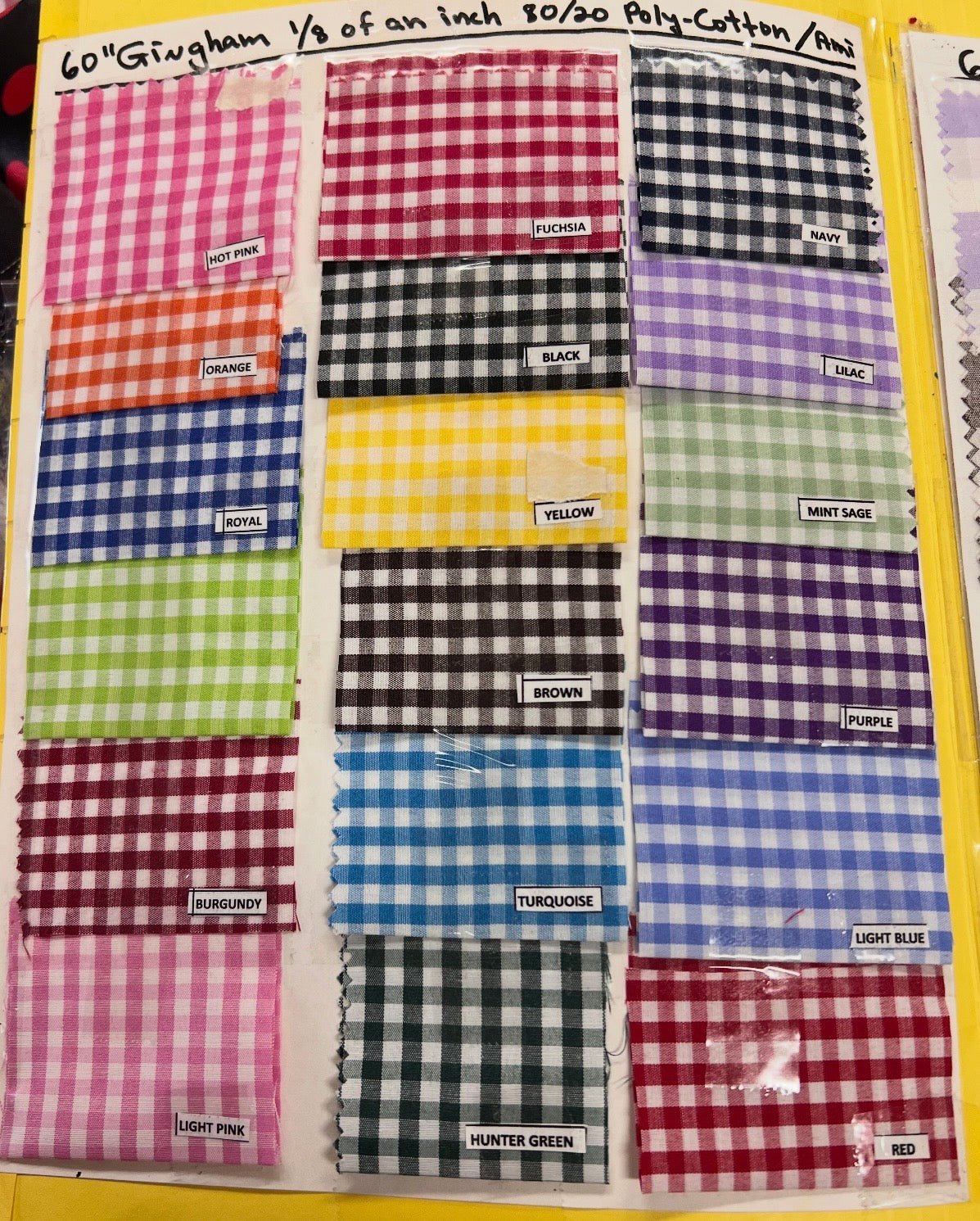 Suave 1/8" Gingham Check Shirting Poplin Polyester Cotton Fabric - Gingham Checkered, 57/58" Width (1 Yard)