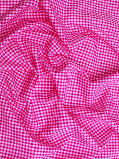 Suave 1/8" Gingham Check Shirting Poplin Polyester Cotton Fabric - Gingham Checkered, 57/58" Width (1 Yard)