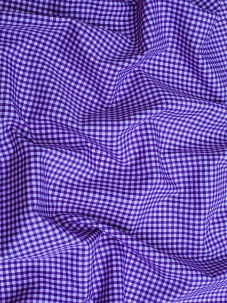 Suave 1/8" Gingham Check Shirting Poplin Polyester Cotton Fabric - Gingham Checkered, 57/58" Width (1 Yard)