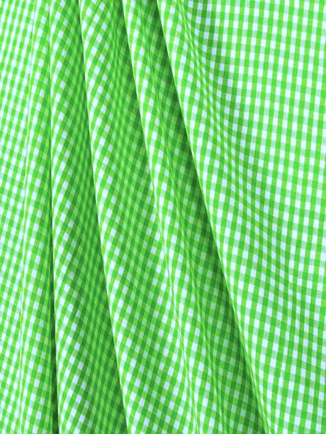 Suave 1/8" Gingham Check Shirting Poplin Polyester Cotton Fabric - Gingham Checkered, 57/58" Width (1 Yard)