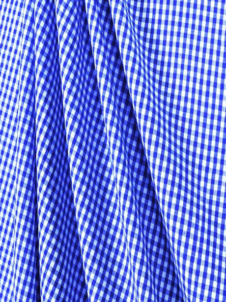 Suave 1/8" Gingham Check Shirting Poplin Polyester Cotton Fabric - Gingham Checkered, 57/58" Width (1 Yard)