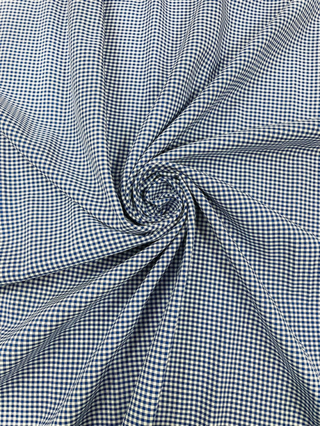 Gingham 1/8 Squares Polyester Poplin Fabric - Checkered Gingham, 60" Width (1 Yard)