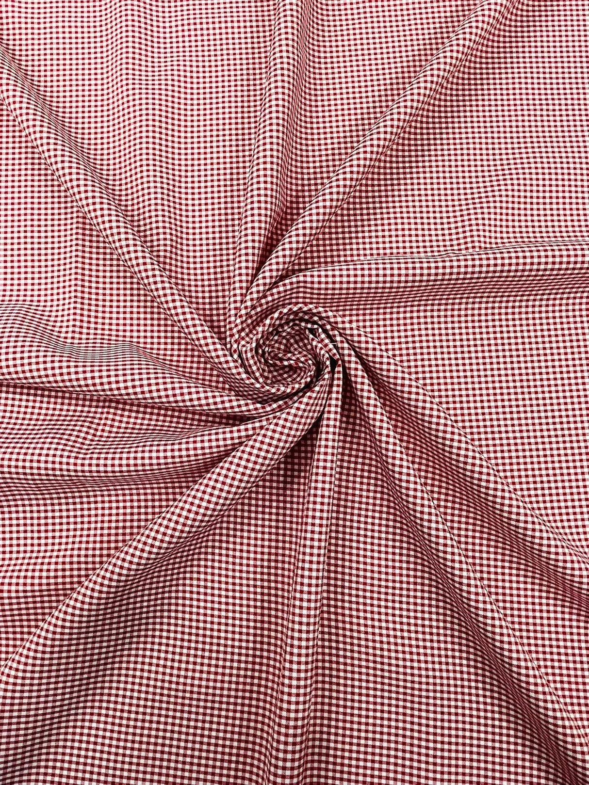 Gingham 1/8 Squares Polyester Poplin Fabric - Checkered Gingham, 60" Width (1 Yard)