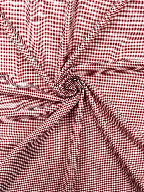 Gingham 1/8 Squares Polyester Poplin Fabric - Checkered Gingham, 60" Width (1 Yard)