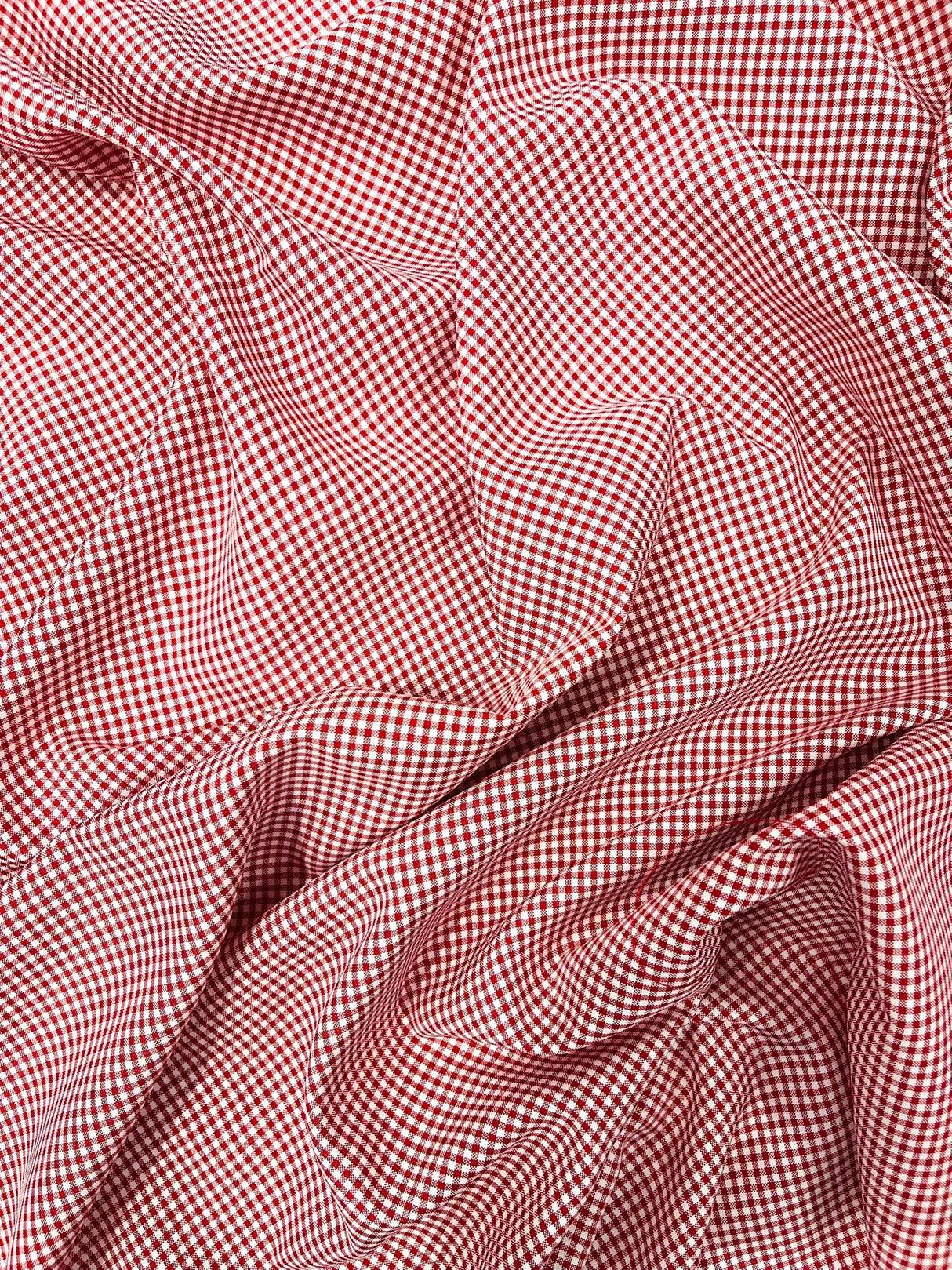 Gingham 1/8 Squares Polyester Poplin Fabric - Checkered Gingham, 60" Width (1 Yard)